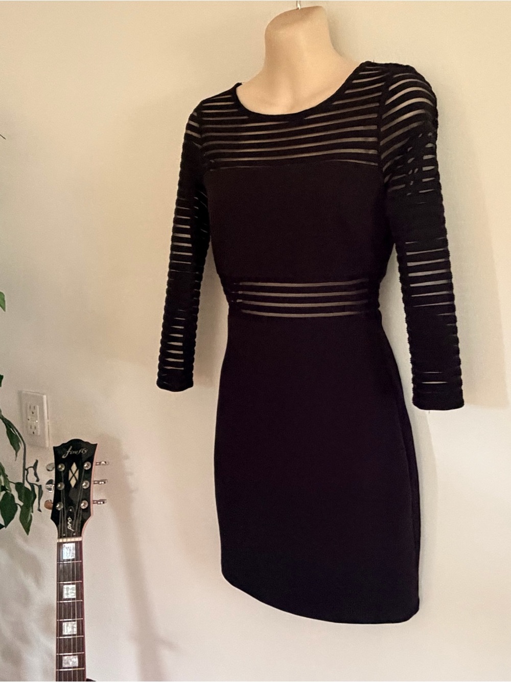 EUC Lulu's Perfect Mesh Black Bodycon Dress Size(s) Small & Medium